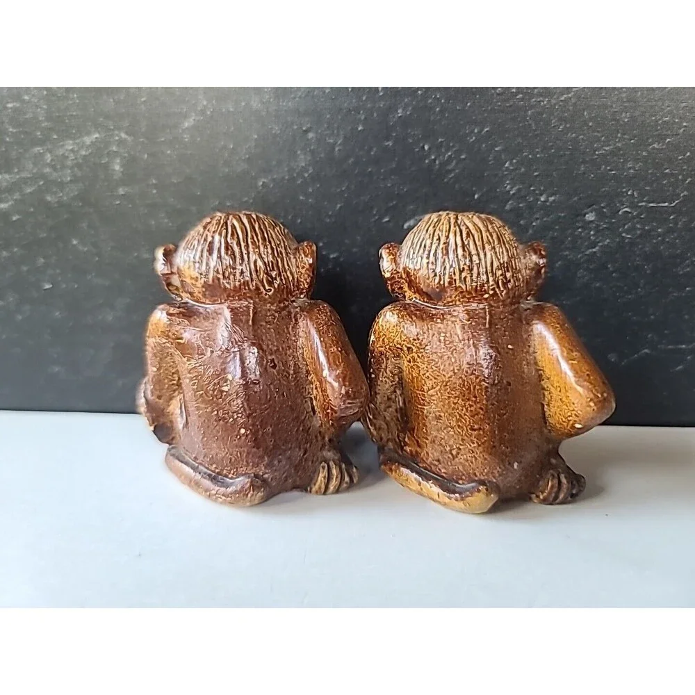 Vintage Monkey Salt And Pepper Shakers, READ